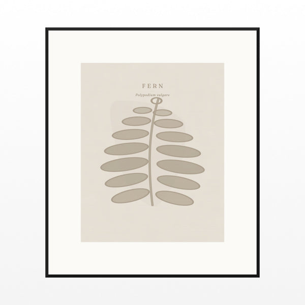 Warm Linen Fern Art Print – Fine Art Giclée Digital Download | Signed 50-Edition — Black gallery mat