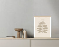 Warm Linen Fern Art Print – Fine Art Giclée Digital Download | Signed 50-Edition — Grey wall with bowl