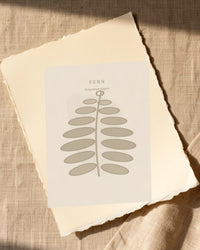 Warm Linen Fern Art Print – Fine Art Giclée Digital Download | Signed 50-Edition — Paper/edge detail
