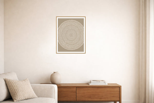 Warm Linen Geometric Wall Art Print – Signed Limited Edition Giclée | Modern Gallery Decor — Living room lifestyle