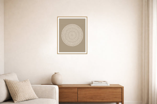 Warm Linen Geometric Wall Art Print – Signed Limited Edition Giclée | Modern Gallery Decor — Living room lifestyle