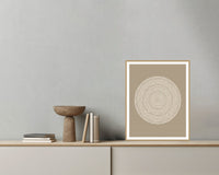 Warm Linen Geometric Wall Art Print – Signed Limited Edition Giclée | Modern Gallery Decor — Grey wall with bowl