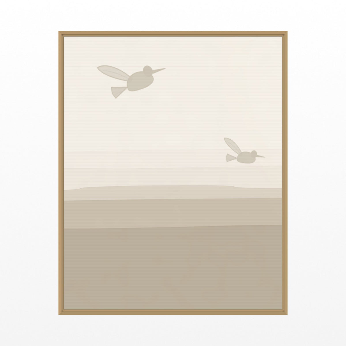 Warm Linen Hummingbird Printable Wall Art – Limited Edition Giclée Art Print | Instant Digital Download — Floating natural frame