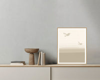 Warm Linen Hummingbird Printable Wall Art – Limited Edition Giclée Art Print | Instant Digital Download — Grey wall with bowl