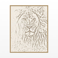 Warm Linen Lion Etched Line Art Printable Wall Art – Limited Edition Giclée Art Print | Instant Digital Download — Floating natural frame