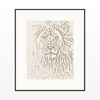 Warm Linen Lion Etched Line Art Printable Wall Art – Limited Edition Giclée Art Print | Instant Digital Download — Black gallery mat