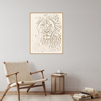 Warm Linen Lion Etched Line Art Printable Wall Art – Limited Edition Giclée Art Print | Instant Digital Download — Reading nook