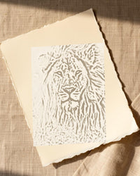 Warm Linen Lion Etched Line Art Printable Wall Art – Limited Edition Giclée Art Print | Instant Digital Download — Paper/edge detail