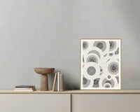 Warm Paper Adire – Signed 50-Edition Giclée Print for Gallery Walls — Grey wall with bowl